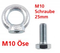 Ringöse M 10, Ø 25 mm + M10x25mm Schraube - Dein-Anhänger.com