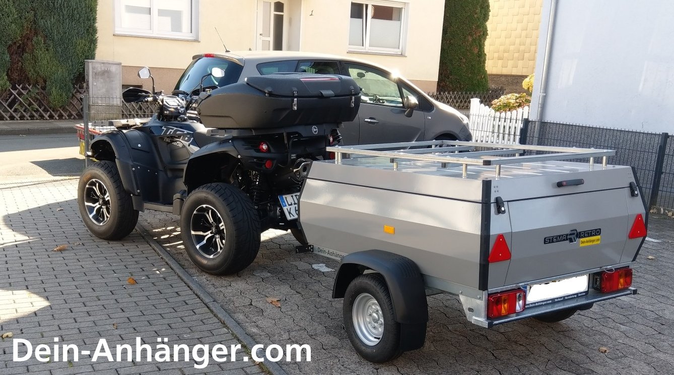 PKW-Anhänger mit Deckel Stema Retro Kasten Koffer 750kg Camping -  Baumaschinen Mosig